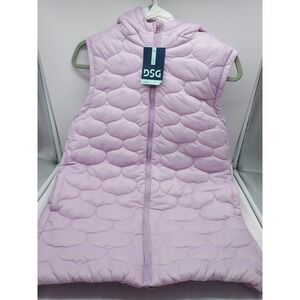 DSG Girls XL Lavender Daydream Puffer Vest Hooded Sleeveless Jacket New